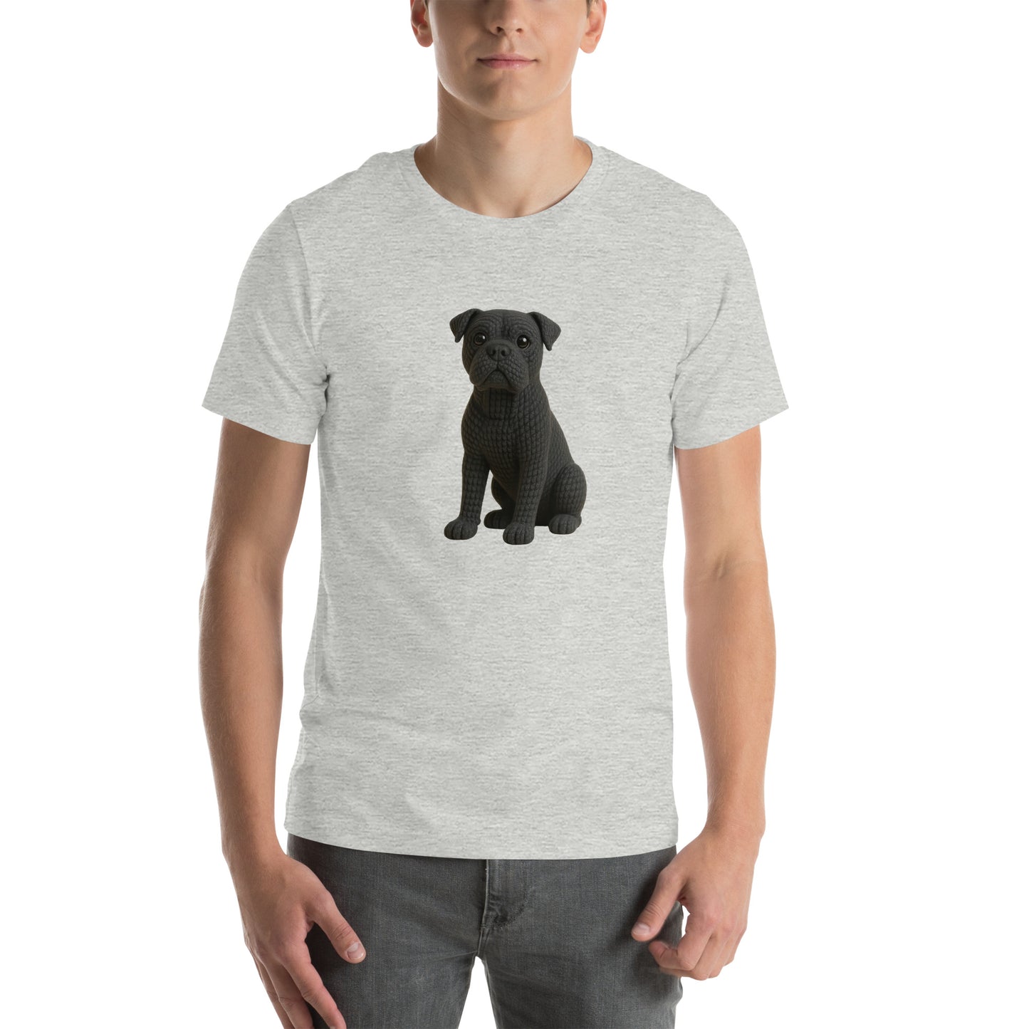 Yarnibles crochet-style black Cane Corso dog on white unisex T-shirt